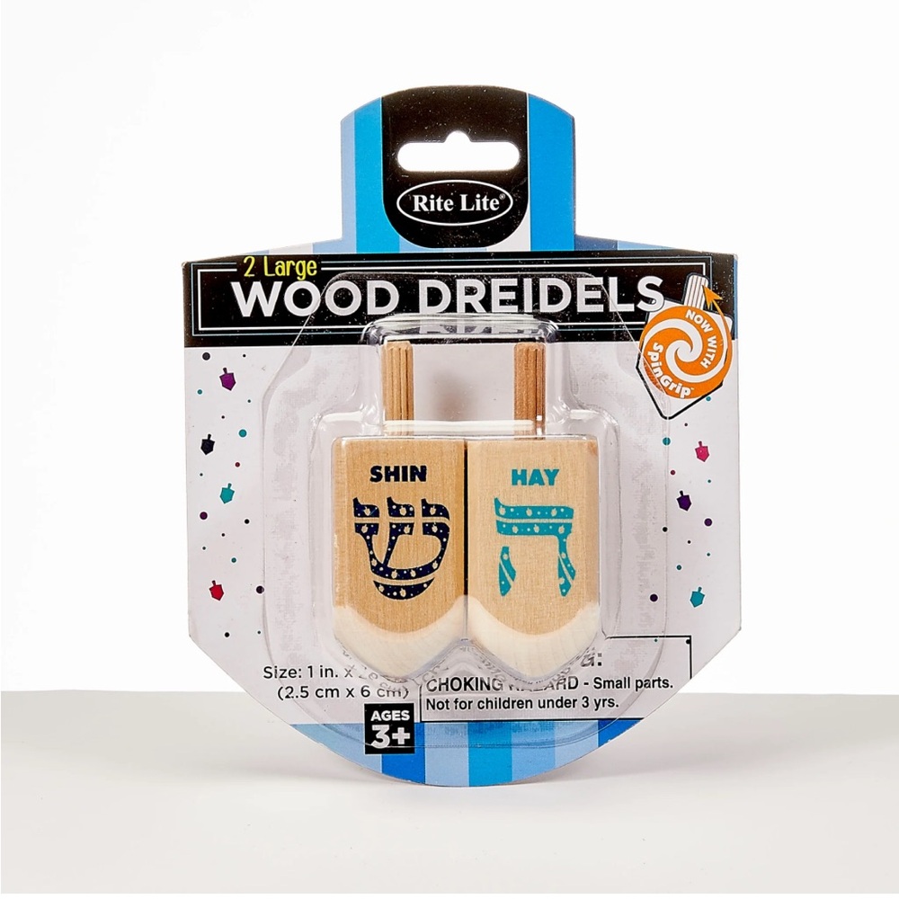Rite Lite, Ltd - 2 Large Natural Wood Dreidels